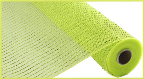 Wide Foil Deco Poly Mesh Ribbon : Apple Lime Green with Lime Green Foil - 10 Inches x 10 Yards (30 Feet)