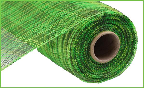 Multi Stripe Deco Poly Mesh Ribbon : Moss Lime Apple Green - 10 Inches x 10 Yards (30 Feet)