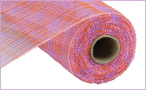 Multi Stripe Deco Poly Mesh Ribbon : Orange, Lavender Purple, Pink - 10 Inches x 10 Yards (30 Feet)