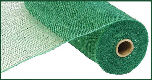 Deco Poly Mesh Ribbon : Value Emerald with Emerald Foil - 10 Inches x 10 Yards (30 Feet)