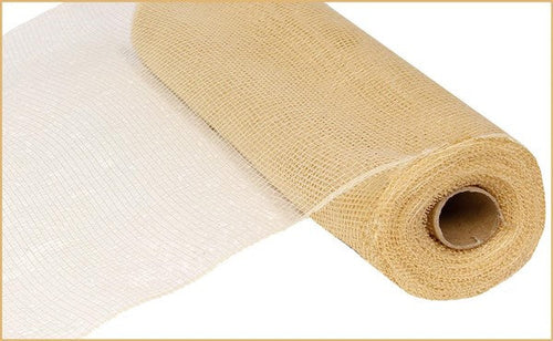 Deco Poly Mesh Ribbon : Value Beige - 10 Inches x 10 Yards (30 Feet)