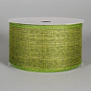 Metallic Royal Canvas Wired Ribbon Lime Green - 2.5 Inches x 10 Yards (30 Feet)