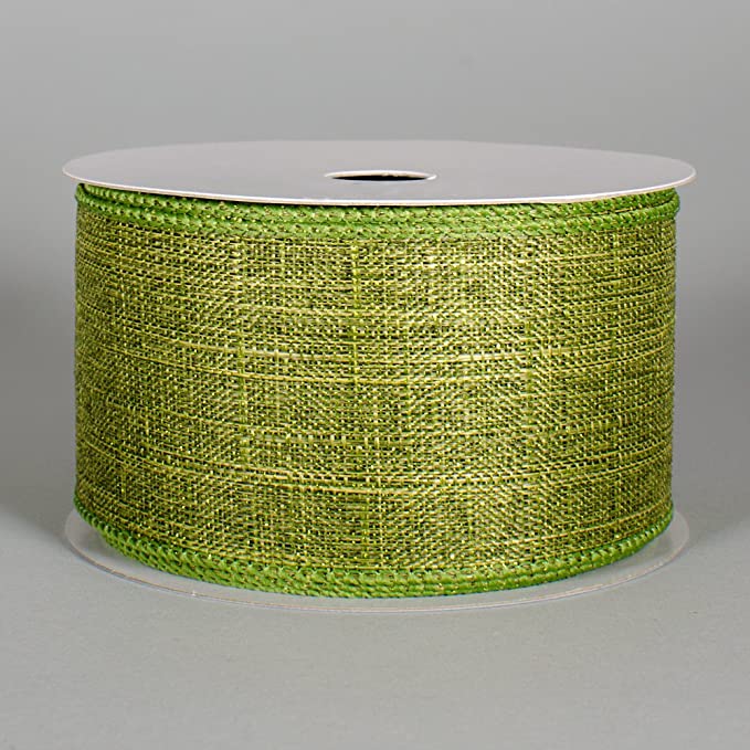 Metallic Royal Canvas Wired Ribbon Lime Green - 2.5 Inches x 10 Yards (30 Feet)