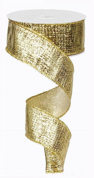 Metallic Lame Wired Ribbon: Gold - 1.5 Inches x 10 Yards (30 Feet)