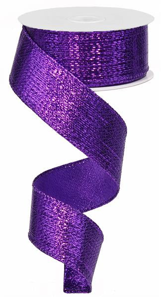 Metallic Wired Ribbon : Purple - 1.5 Inches x 10 Yards (30 Feet)