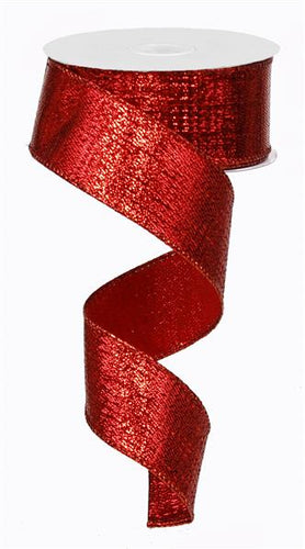 Metallic Wired Ribbon : Red - 1.5 Inches x 10 Yards (30 Feet)