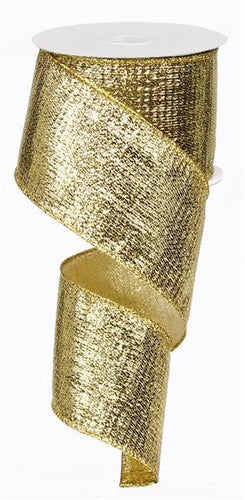 Metallic Wired Ribbon : Gold - 2.5 Inches x 10 Yards (30 Feet)