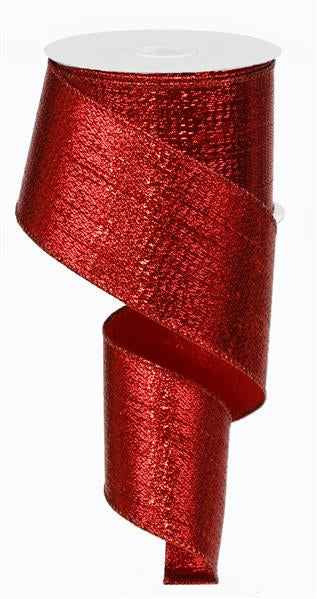 Metallic Wired Ribbon : Red - 2.5 Inches x 10 Yards (30 Feet)