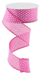 Raised Swiss Dots Royal Wired Ribbon : Fuchsia Pink White -  1.5 Inches x 10 Yards (30 Feet)