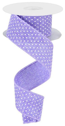 Raised Swiss Dots Royal Wired Ribbon : Lavender Purple White -  1.5 Inches x 10 Yards (30 Feet)