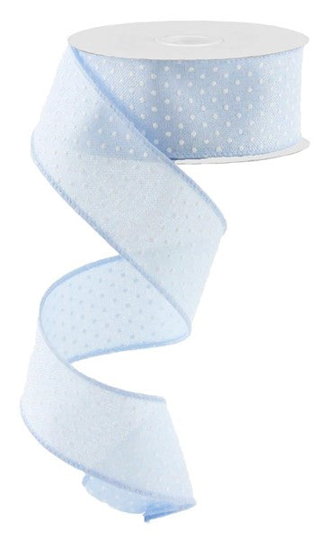 Raised Swiss Dots Royal Wired Ribbon : Pale Blue White -  1.5 Inches x 10 Yards (30 Feet)