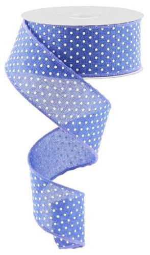 Raised Swiss Dots Royal Wired Ribbon : Royal Blue White -  1.5 Inches x 10 Yards (30 Feet)