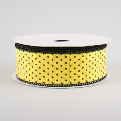 Raised Swiss Dots Royal Wired Ribbon: Yellow Black -  1.5 Inches x 10 Yards (30 Feet)