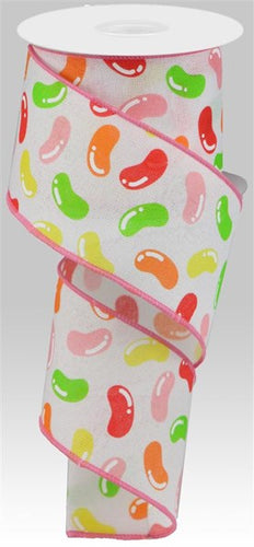 Jelly Beans Easter Canvas Wired Ribbon - 2.5 Inches x 10 Yards (30 Feet)