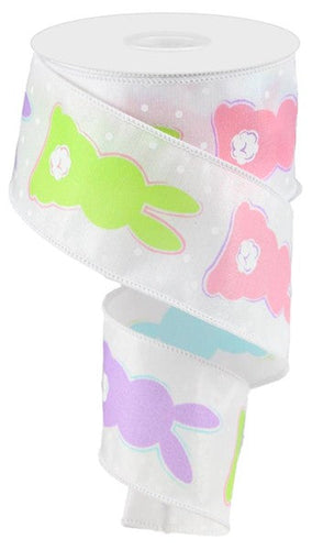 Bunny Bottoms Satin Wired Ribbon : White - 2.5 Inches x 100 Feet (33.3 Yards)
