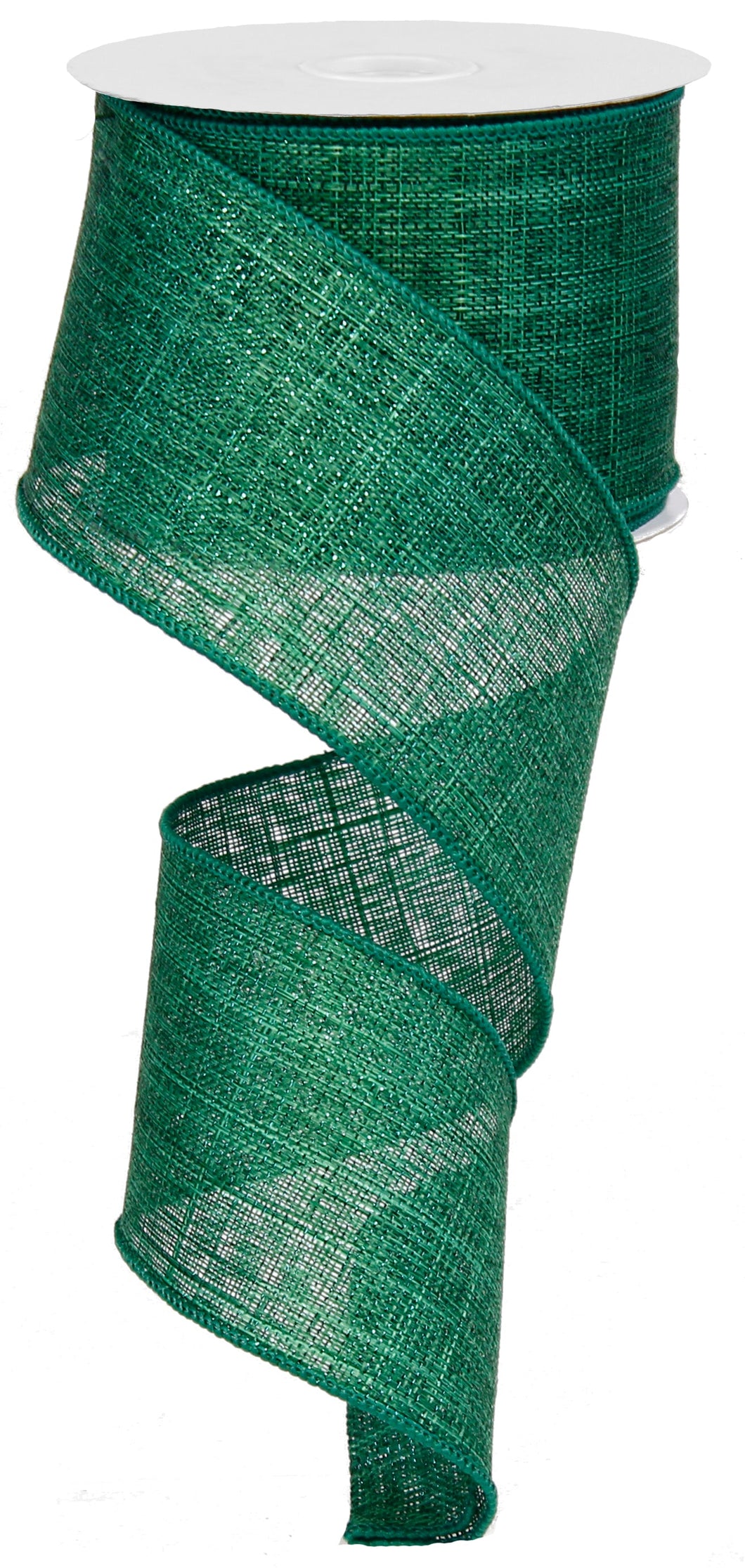 Metallic Burlap Christmas Wired Ribbon, Emerald Green - 2.5 inches x 50 yards