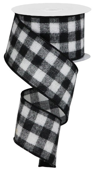Fuzzy Flannel Check Black/White - 2.5 inches x 50 yards (150 Feet)