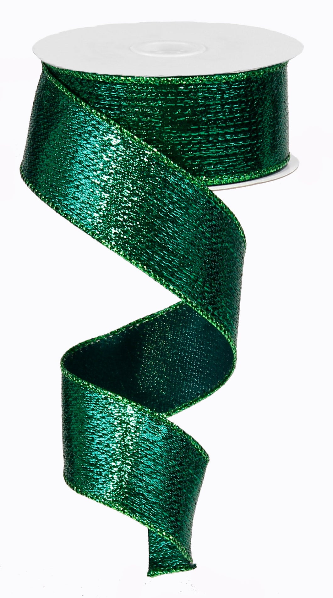 Solid Metallic Wired Ribbon : Emerald Green - 1.5 inches x 50 yards (150 feet)