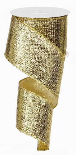 Solid Metallic Wired Ribbon : Gold - 2.5 inches x 50 yards (150 feet)
