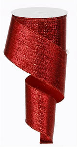Solid Metallic Wired Ribbon : Red - 2.5 inches x 50 yards (150 feet)