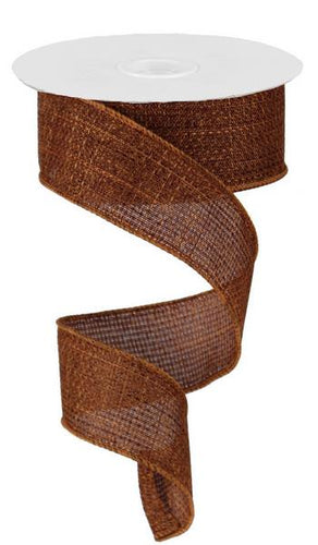 Solid Wired Ribbon : Copper Rust Brown - 1.5 Inches x 10 Yards (30 Feet)