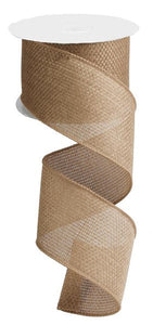 Solid Wired Ribbon : Beige - 2.5 Inches x 10 Yards (30 Feet)