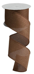 Solid Wired Ribbon : Brown - 2.5 Inches x 10 Yards (30 Feet)