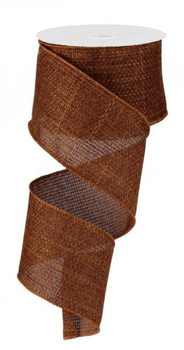 Solid Wired Ribbon : Rust Brown - 2.5 Inches x 10 Yards (30 Feet)