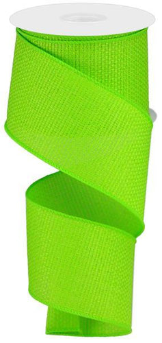 10 Yards - 1.5” Wired Lime Green Linen Ribbon