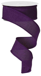 Purple Plum Solid Wired Canvas Ribbon, 1.5 Inches x 10 Yards,