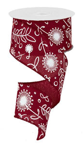Plants Cross Royal Wired Ribbon: Cranberry Red Ivory Cream - 2.5 Inches x 10 Yards (30 Feet)