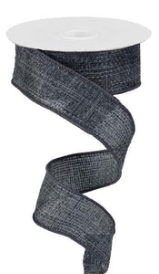 Solid Cross Burlap Wired Ribbon : Grey - 1.5 Inches x 100 Feet (33.3 Yards)