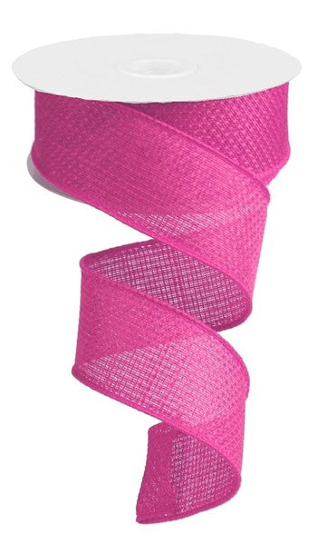 Solid Cross Burlap Wired Ribbon : Pink - 1.5 Inches x 100 Feet (33.3 Yards)