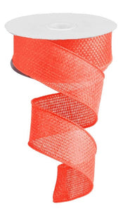 Solid Cross Burlap Wired Ribbon : Coral - 1.5 Inches x 100 Feet (33.3 Yards)