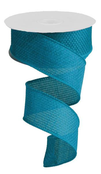 Solid Cross Burlap Wired Ribbon : Turquoise Blue - 1.5 Inches x 100 Feet (33.3 Yards)