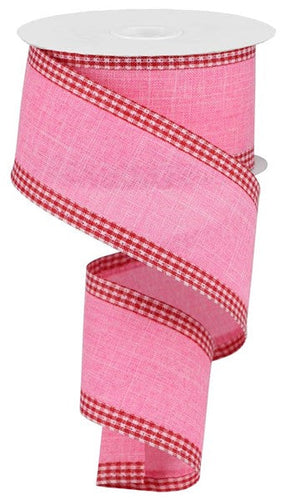 Royal Burlap Gingham Edge Wired Ribbon :  (Pink, Red, White, 2.5 Inches x 10 Yards (30 Feet) 