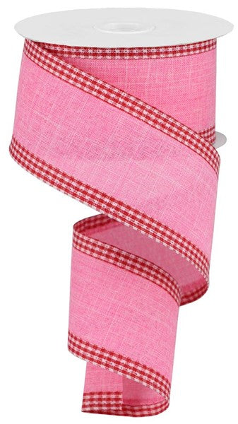 Royal Burlap Gingham Edge Wired Ribbon :  (Pink, Red, White, 2.5 Inches x 10 Yards (30 Feet) 