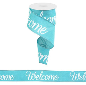 Welcome Canvas Wired Ribbon: Black, White - 2.5 Inches x 10 Yards (30 Feet)
