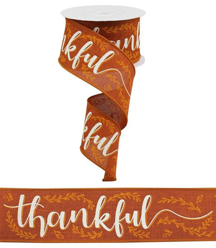 Thankful Wired Ribbon : Rust - 2.5 Inches x 10 Yards (30 Feet)