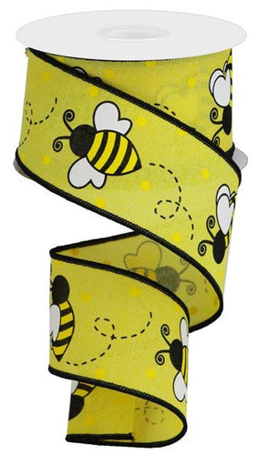 Bumblebee Bee Ribbon : White Yellow Black - 2.5 inches x 10 Yards (30 Feet)