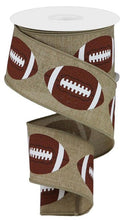 Load image into Gallery viewer, Football Wired Ribbon - 10 Yards (Light Beige, 2.5 Inches)
