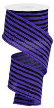 Load image into Gallery viewer, Black Purple Irregular Stripes Halloween Wired Ribbon - 2.5 Inches x 10 Yards (30 Feet)
