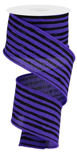 Black Purple Irregular Stripes Halloween Wired Ribbon - 2.5 Inches x 10 Yards (30 Feet)