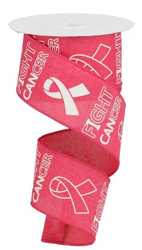 I Can Fight Cancer Wired Ribbon : Hot Pink - 2.5 Inches x 10 Yards (30 Feet)