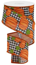 Load image into Gallery viewer, Pumpkin Patch Ribbon : Black White Buffalo Check - 2.5 Inches x 10 Yards (30 Feet)
