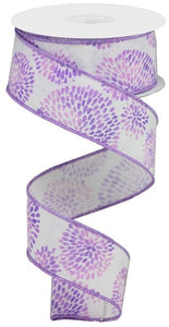 Color Bursts Wired Ribbon, 10 Yards (Multi Lavender Purple, White, 1.5 Inches)