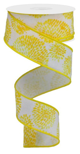 Color Bursts Wired Ribbon, 10 Yards (Multi Yellow, White, 1.5 Inches)