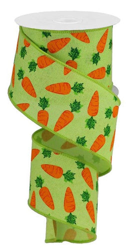 Carrots Royal Easter Wired Ribbon : Green  - Easter Wired Ribbon - 2.5 Inches x 10 Yards (30 Feet)