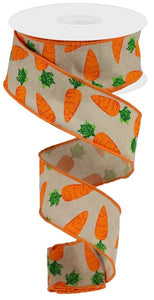 Carrots Royal Easter Wired Ribbon : Tan Beige, Orange - 1.5 Inches x 10 Yards (30 Feet)