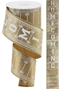 Homecoming Football Gold White Field Ribbon : 2.5 Inches x 10 Yards (30 Feet)